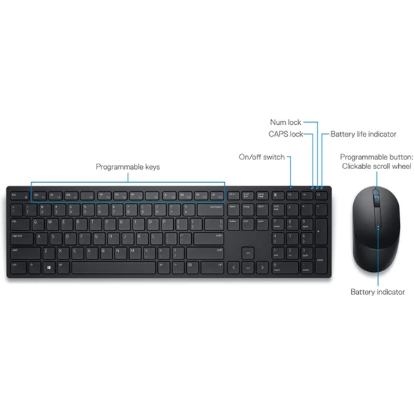 Dell Pro KM5221W bezdrôtový set US - Klávesnicové sety - Obrázok G5MS000501