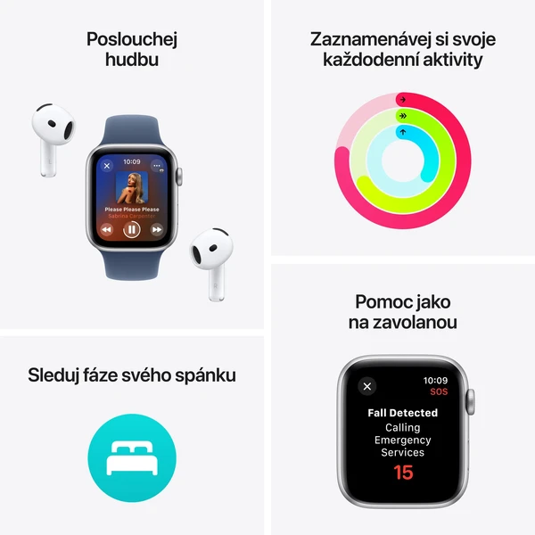Apple Watch SE (2024) 40mm Temne atramentový hliník s atramentovým športovým remienkom M/L - Inteligentné hodinky - Obrázok G5Q7000K01