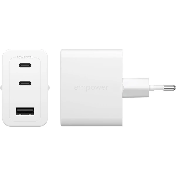 PanzerGlass® empower nabíjačka Turbo GaN (70 W) 2x USB-C + 1x USB-A, biela - Nabíjačky - Obrázok G63J000K01