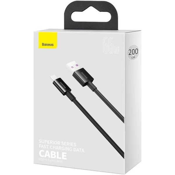 Baseus Superior napájací kábel USB-A/USB-C 66W 2m čierny - Káble a redukcie - Obrázok G66E300401