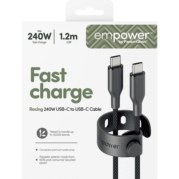PanzerGlass USB-C/USB-C napájací kábel 240W 1,2m čierny - Káble a redukcie - Obrázok G93J000K01