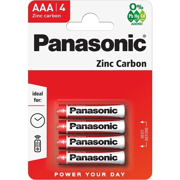 Panasonic Red Zinc AAA zinkouhlíková batéria (4ks) - Batérie - Hlavný obrázok