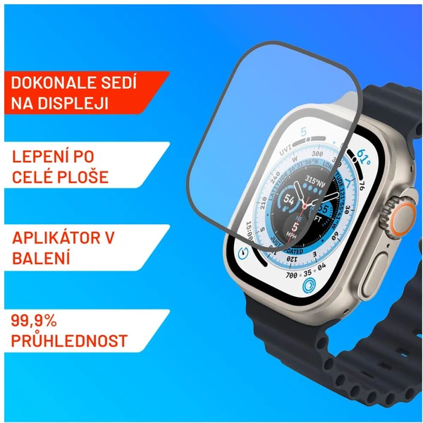 FIXED Armor prémiové tvrdené sklo s aplikátorom Apple Watch Ultra 49mm čierne - Ochranné fólie a sklo - Obrázok G9U1000L01