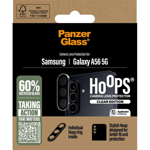 PanzerGlass® Hoops® Samsung Galaxy A56 5G číre ochranné krúžky pre šošovky fotoaparátu - Ochranné fólie a sklo - Obrázok GAUC000K01
