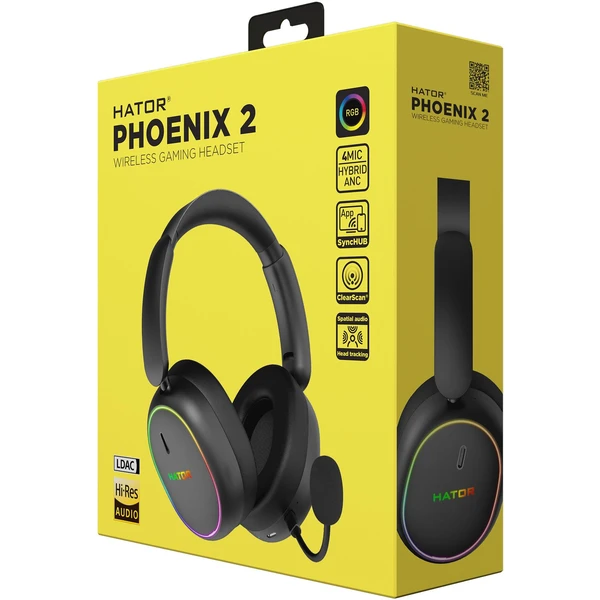 HATOR PHOENIX 2 bezdrôtový headset čierny - Slúchadlá - Obrázok GBAE000J01