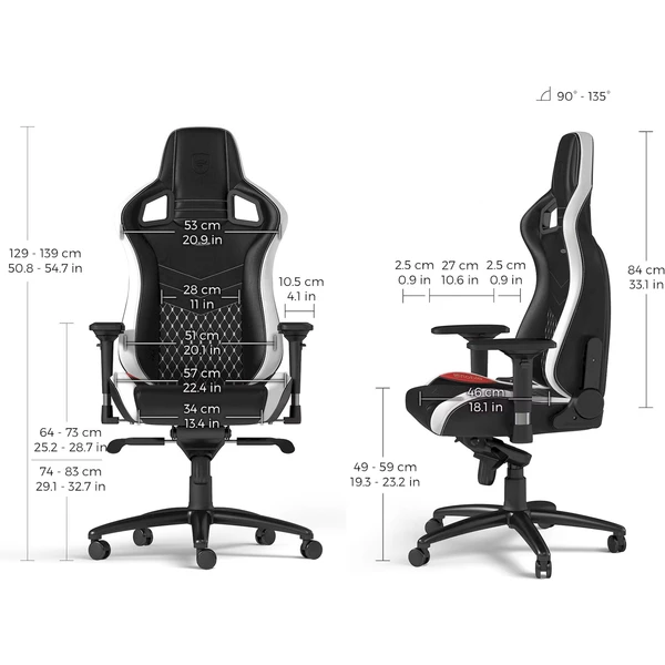 noblechairs EPIC Real Leather herná stolička čiernobiela - Stoličky - Obrázok GDUA000J01