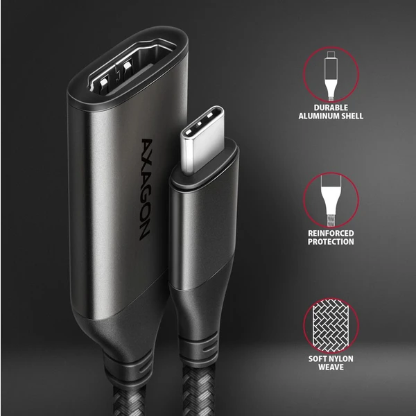 AXAGON USB-C/HDMI redukcia 4K 0,25m čierna - Káble a redukcie - Obrázok GDX3000L01