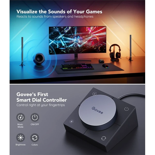Govee Smart Gaming WiFi LED Panely + Smart Dual ovládač biely - Inteligentné osvetlenie - Obrázok GFQK000K01