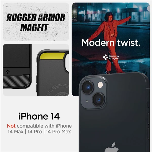 Spigen Rugged Armor Mag kryt iPhone 14 čierny - Puzdra - Obrázok GIZG300401