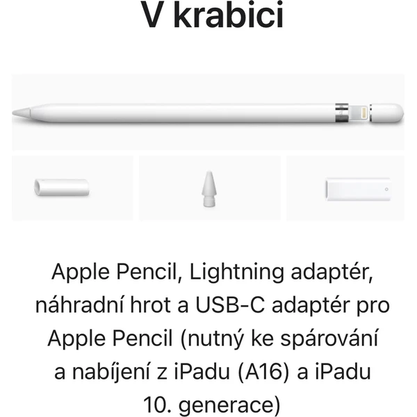 Apple Pencil ceruzka biela s USB-C adaptérom - Stylusy - Obrázok GL6L000K01