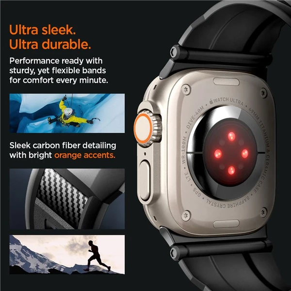Spigen Rugged Ultra Band remienok Apple Watch 49/46/45/44/42mm matne čierny - Remienky - Obrázok GLA1000P01