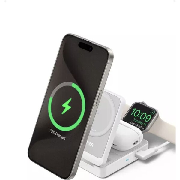 Anker MagGo MagSafe 3v1 nabíjačka (15W) biela