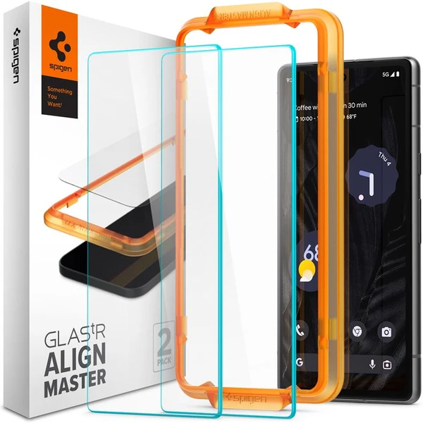Spigen Glass AlignMaster 2 Pack tvrdené sklo pre Google Pixel 7a číre - Ochranné fólie a sklo - Hlavný obrázok