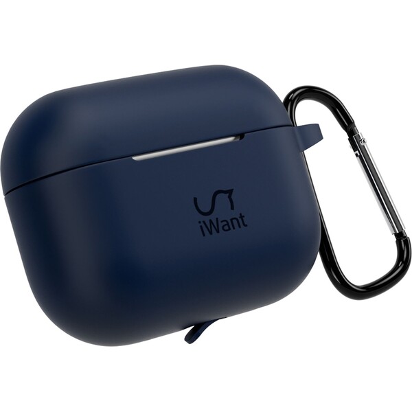 iWant Airpods Pro 3 silikónové puzdro s karabínou tmavo modré