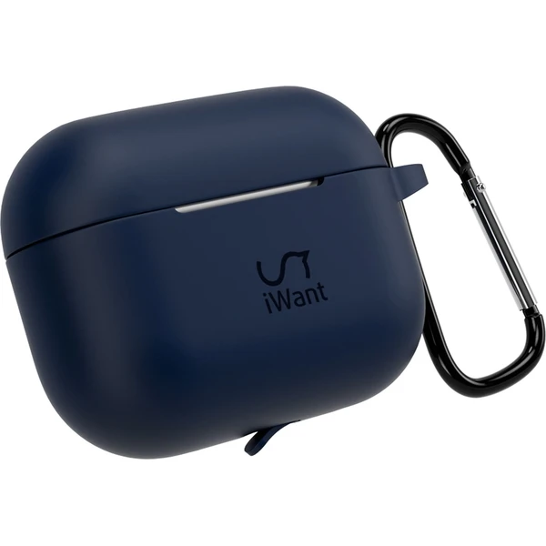 iWant Airpods Pro 3 silikónové puzdro s karabínou tmavo modré - Puzdra - Hlavný obrázok