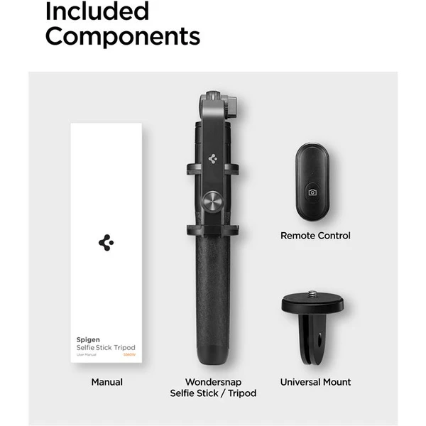 Spigen Tripod Selfie Stick (longer version) čierny - Držiaky - Obrázok GQA1000P01