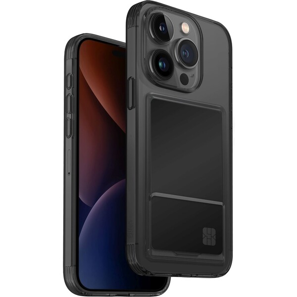 UNIQ Air Fender Card Slot ochranný kryt iPhone 15 Pro Smoked (dymový)