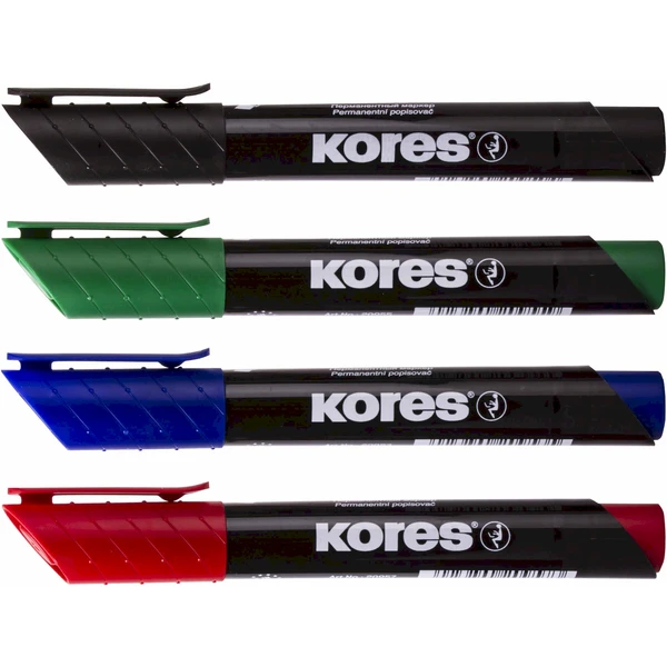 Kores K-MARKER permanentné popisovače s okrúhlym hrotom 4 farby - Popisovače - Obrázok GS7H000K01