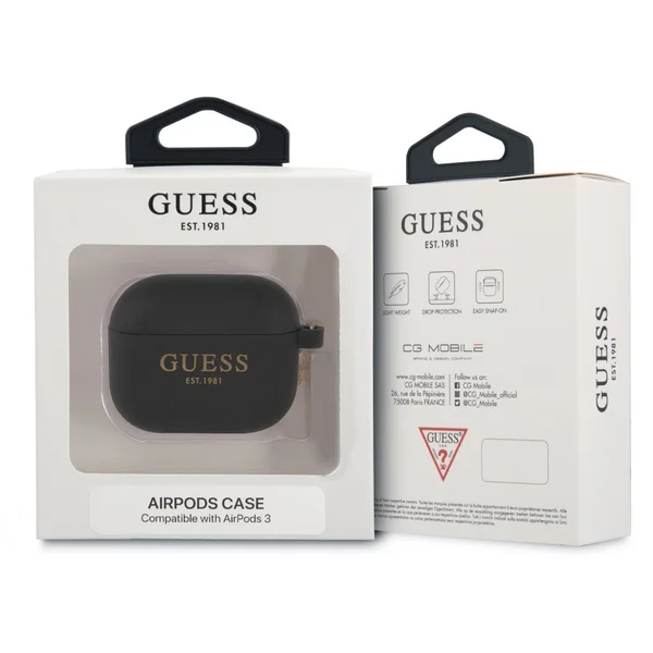 Guess 4G Charm Silikónové Puzdro pre Airpods 3 čierne - Puzdra - Obrázok GT38100501