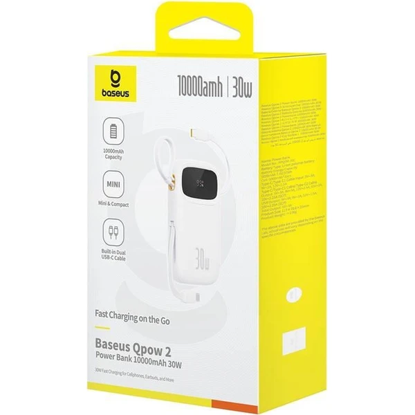 Baseus Qpow2 powerbanka 10000mAh biela - Powerbanky - Obrázok GUTL000K01