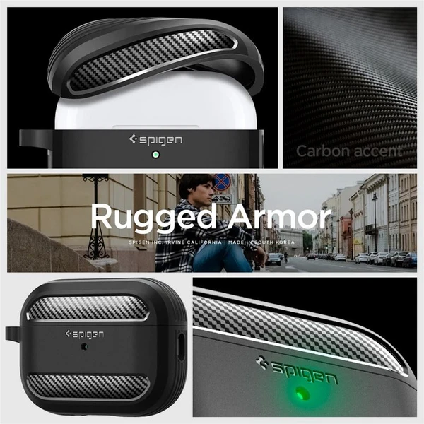Spigen Rugged Armor puzdro pre AirPods Pro 2 čierne - Puzdra - Obrázok GVK0000N01