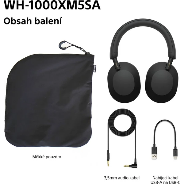 Sony WH-1000XM5 bezdrôtové slúchadlá (Soft Case) čierna - Slúchadlá - Obrázok GVWG000K01