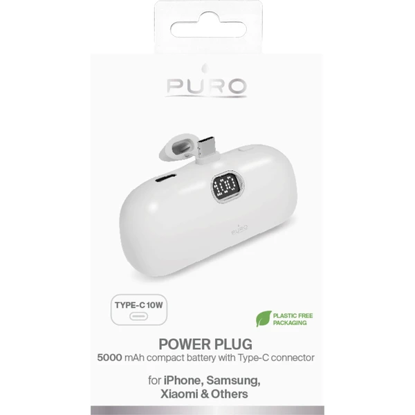PURO Power Plug Powerbanka 5000 mAh (10W) USB-C, biela - Powerbanky - Obrázok GXJ7000J01