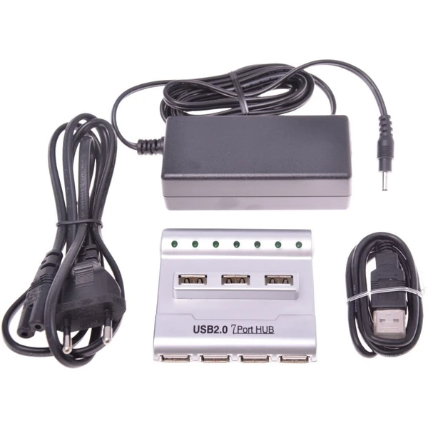 PremiumCord USB 2.0 Hub 7-portový s externým napájaním - USB huby - Hlavný obrázok
