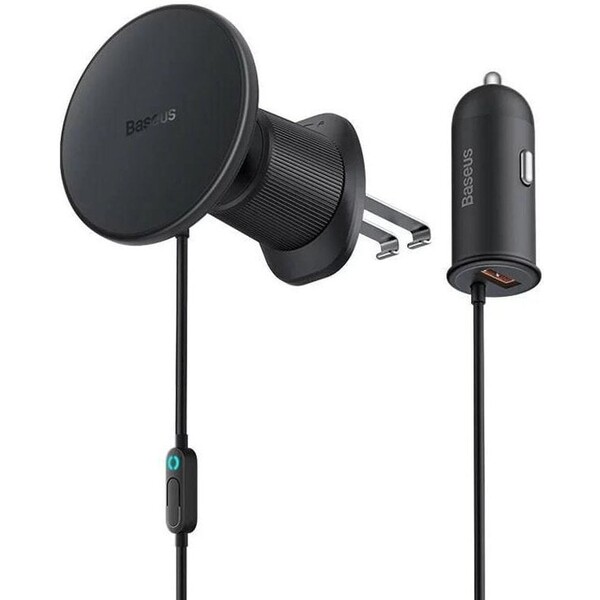 Baseus Magnetický držiak do ventilačnej mriežky s nabíjačkou USB-A 15W+25W čierny