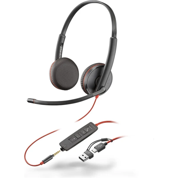 Poly Blackwire 3225 Headset + 3.5mm plug a USB-C/A adaptér (Bulk) - Slúchadlá - Hlavný obrázok