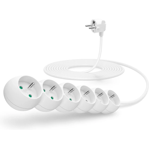 CONNECT IT predlžovací kábel 230V 6 zásuviek bez vypínača 5m biely - Zásuvky - Hlavný obrázok