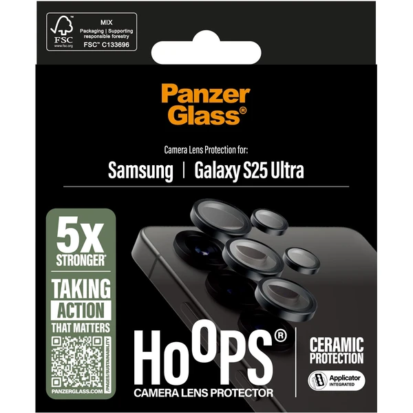 PanzerGlass® Hoops® Ceramic Samsung Galaxy S25 Ultra čierne ochranné krúžky pre šošovky fotoaparátu - Ochranné fólie a sklo - Obrázok H1FC000J01