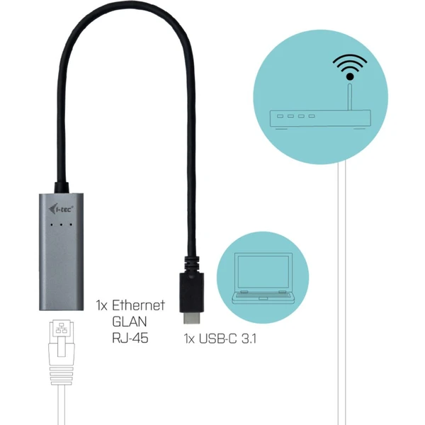 i-tec USB-C Metal Gigabit Ethernet adaptér - Sieťové karty - Obrázok H1HA000501
