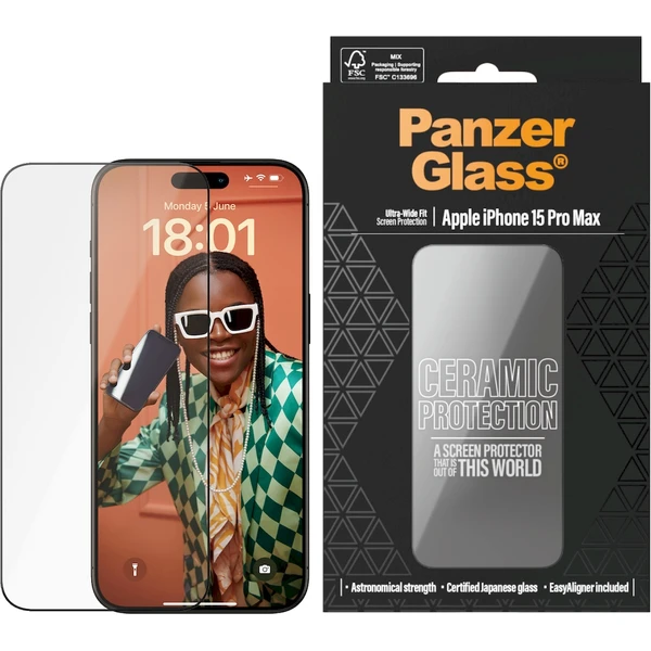 PanzerGlass Ceramic tvrdené sklo Apple iPhone 15 Pro Max s inštalačným rámčekom - Ochranné fólie a sklo - Obrázok H1V7000L01