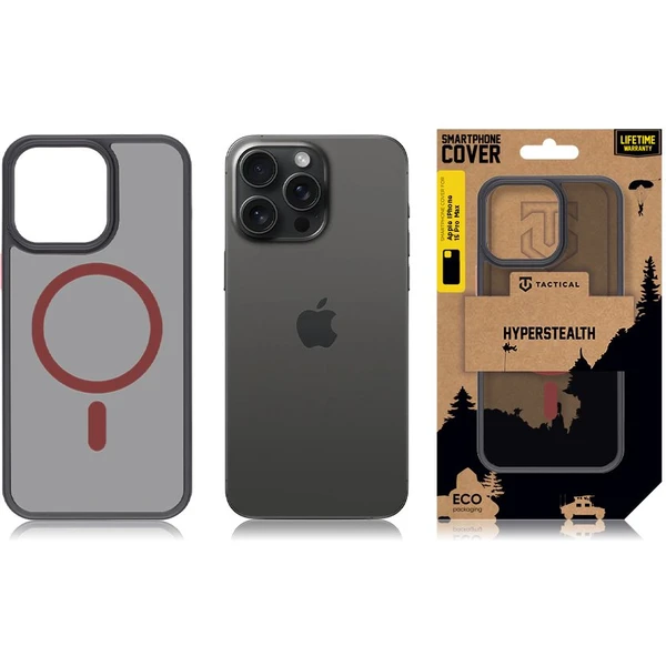 Tactical MagForce Hyperstealth 2.0 kryt iPhone 15 Pro Max Black/Red - Puzdra - Obrázok H255000P01