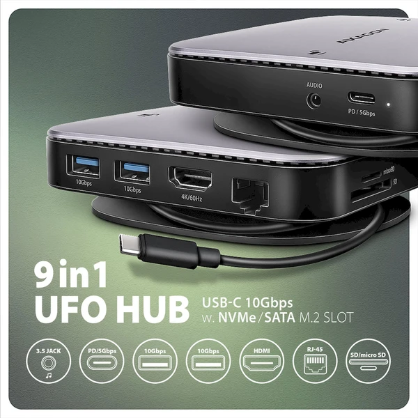 AXAGON HMC-UFO 9v1 USB-C húb - Dokovacie stanice - Obrázok H25D000N01