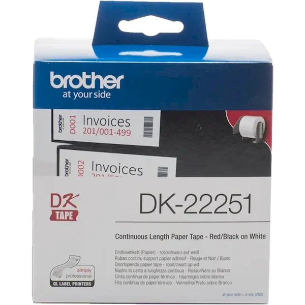 Brother DK-22251 štítok čierna a červená na biele 62 mm - Pásky pre štítkovače - Obrázok H2I9000P01
