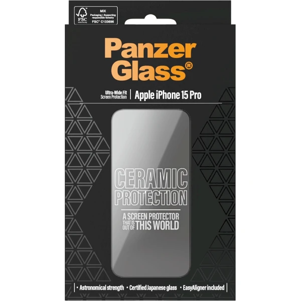 PanzerGlass Ceramic tvrdené sklo Apple iPhone 15 Pro s inštalačným rámčekom - Ochranné fólie a sklo - Obrázok H2V7000L01