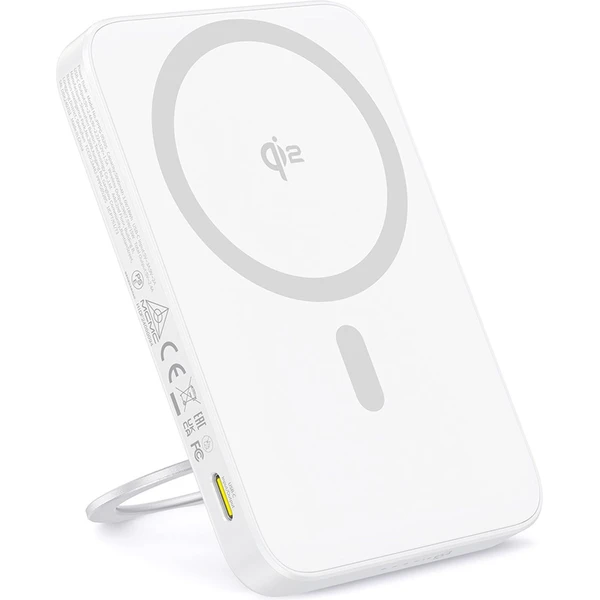 Powerbanka Baseus PicoGo Qi2 s otočným stojanom a bezdrôtovým nabíjaním 5000mAh 20W USB-C biela - Powerbanky - Obrázok H3AE000N01
