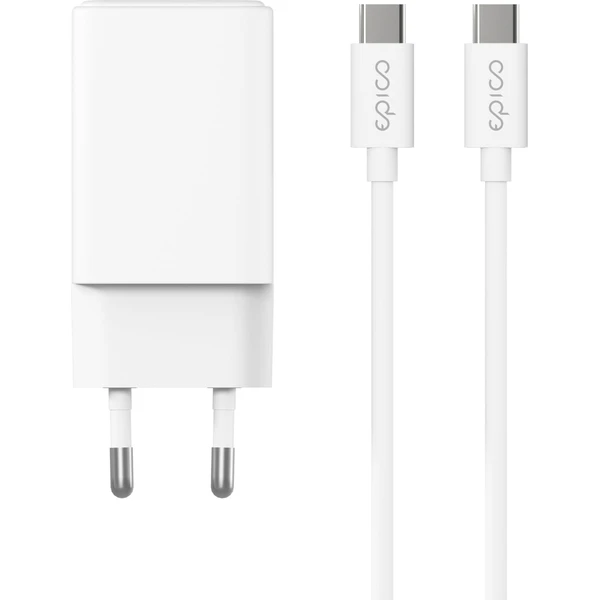 Epico UltraBoost GaN 45W sieťový adaptér EA45 s 1,2 m USB-C na USB-C káblom biely - Nabíjačky - Obrázok H3DE000L01