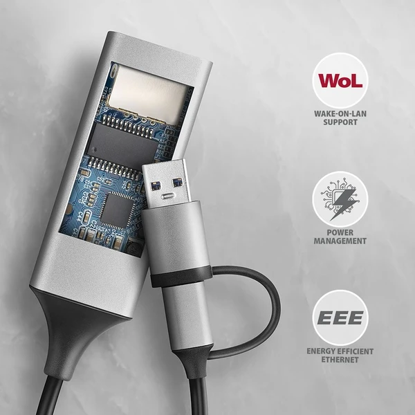 AXAGON ADE-TXCA USB Gigabit Ethernet sieťová karta - Sieťové karty - Obrázok H3P2000J01