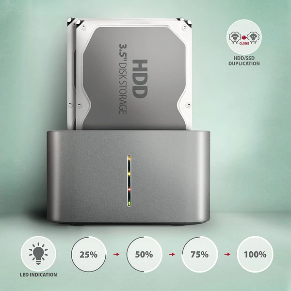AXAGON ADSA-DC SSD/HDD dokovacia stanica pre SSD/HDD disky - Externé boxy - Obrázok H4P2000J01