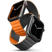 UNIQ Revix obojstranný remienok pre Apple Watch 49/46/45/44/42mm Charcoal (sivý/oranžový) - Remienky