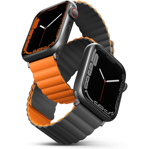 UNIQ Revix obojstranný remienok pre Apple Watch 49/46/45/44/42mm Charcoal (sivý/oranžový) - Remienky - Hlavný obrázok