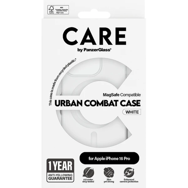 PanzerGlass® CARE kryt Apple iPhone 16 Pro MagSafe Urban Combat číry/biely - Puzdra - Obrázok H508000P01