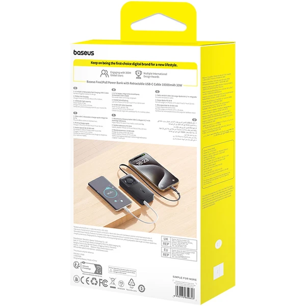 Powerbanka Baseus OS Free2Pull 10000mAh 30W čierna - Powerbanky - Obrázok H5AE000N01