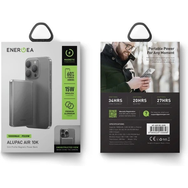ENERGEA AluPac Air powerbanka s MagSafe, 10000 mAh sivá - Powerbanky - Obrázok H693000J01