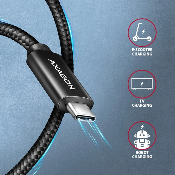 AXAGON BUCM2-CM25AB USB-C/USB-C napájací kábel 240W 2,5m čierny - Káble a redukcie - Obrázok H6O0000J01