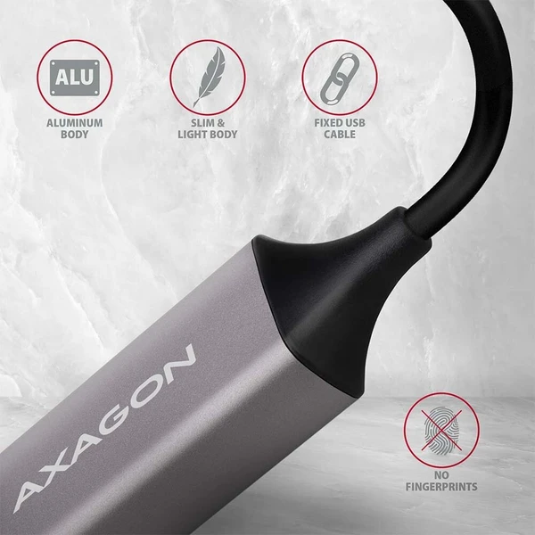 AXAGON ADETR USB A 3.2 Gen 1 Gigabit Ethernet sieťová karta auto inštal titánovo šedá - Sieťové karty - Obrázok H73V000501