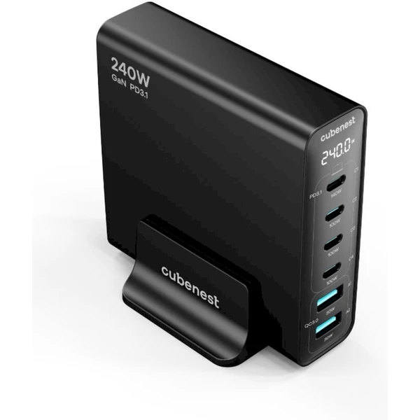 CubeNest S6D0 GaN nabíjacia stanica s Power Delivery 3.1. (240W) čierna - Nabíjačky - Obrázok H7S8000J01